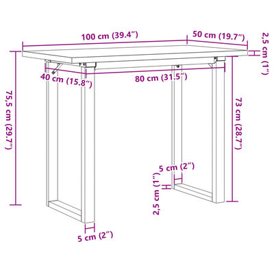 vidaXL Jedálenský stolík v tvare O 100x50x75,5 cm borovica a liatina