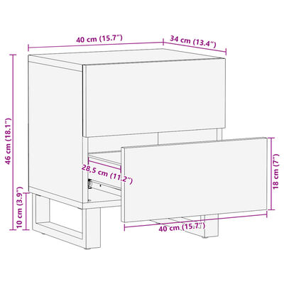 vidaXL Nočné stolíky 2 ks 40x34x46 cm surové masívne mango