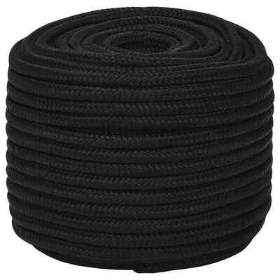 vidaXL Pracovné lano čierne 12 mm 100 m polyester