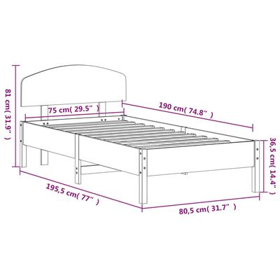 vidaXL Posteľ bez matraca 75x190 cm masívna borovica