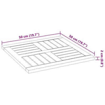 vidaXL Stolová doska 50x50x2 cm štvorec masívna akácia