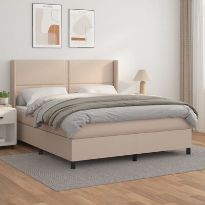 vidaXL Boxspring posteľ s matracom kapučínová 160x200 cm umelá koža