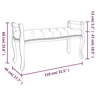 vidaXL Lavička modrá 110x45x60 cm zamat