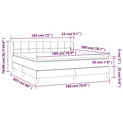 vidaXL Posteľný rám boxsping s matracom bledosivý 180x200 cm zamat