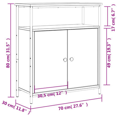 vidaXL Komoda dymový dub 70x30x80 cm kompozitné drevo