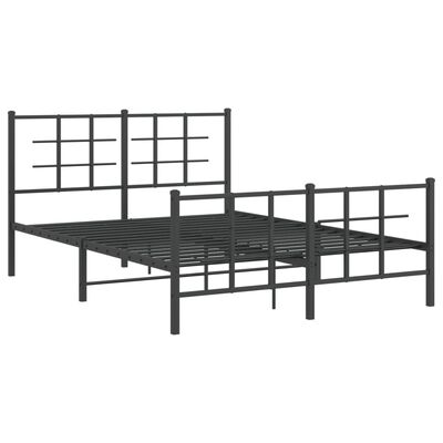 vidaXL Kovový rám postele s čelom a podnožkou čierny 140x190 cm