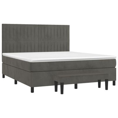 vidaXL Posteľný rám boxspring s matracom tmavosivý 160x200 cm zamat