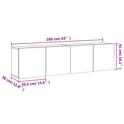 vidaXL TV skrinky nástenné 2 ks sivé sonoma 80x30x41 cm