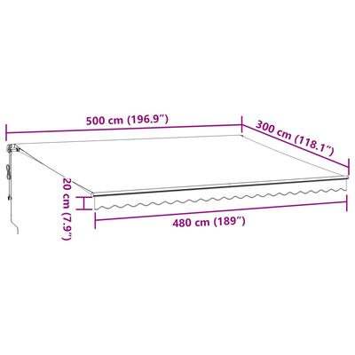 vidaXL Automaticky zaťahovacia markíza s LED hnedá 500x300 cm