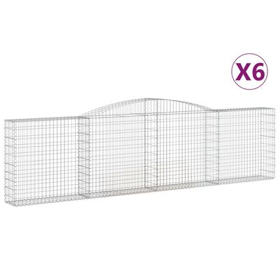 vidaXL Oblúkové gabiónové koše 6ks 400x30x100/120cm pozinkované železo