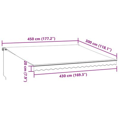 vidaXL Ručne zaťahovacia markíza antracit a biela 450x300 cm