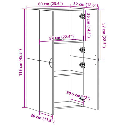 vidaXL Kartotéka dymový dub 60x32x115 cm kompozitné drevo