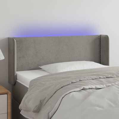 vidaXL Čelo postele s LED bledosivé 83x16x78/88 cm zamat