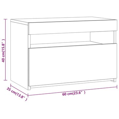 vidaXL Nočné stolíky s LED svetlami sivá sonoma 60x35x40 cm