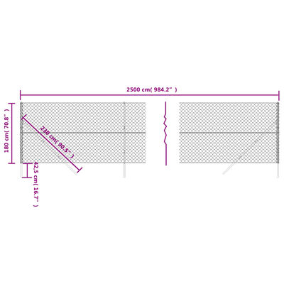 vidaXL Drôtený plot antracitový 1,8x25 m