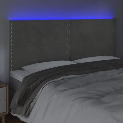 vidaXL Čelo postele s LED bledosivé 200x5x118/128 cm zamat