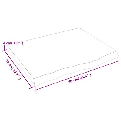 vidaXL Kúpeľňová doska 60x50x(2-4) cm neošetrený masív