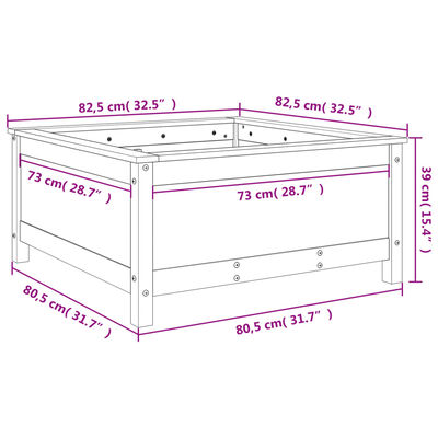 vidaXL Záhradný kvetináč biely 82,5x82,5x39 cm borovicový masív