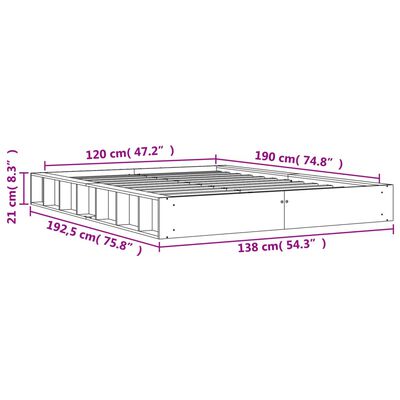 vidaXL Posteľ bez matraca voskovo hnedá 120x190 cm masívna borovica