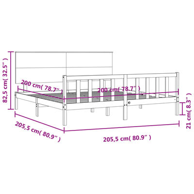 vidaXL Posteľný rám s čelom medovo-hnedý 200x200 cm masívne drevo