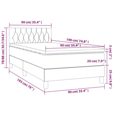 vidaXL Posteľný rám boxspring s matracom čierny 90x190 cm látka