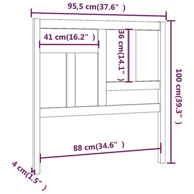 vidaXL Čelo postele sivé 95,5x4x100 cm masívna borovica