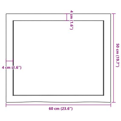 vidaXL Stolová doska 60x50x(2-4) cm neošetrený dubový masív