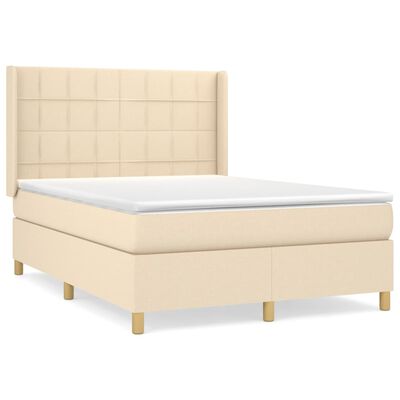 vidaXL Boxspring posteľ s matracom krémový 140x190 cm látka