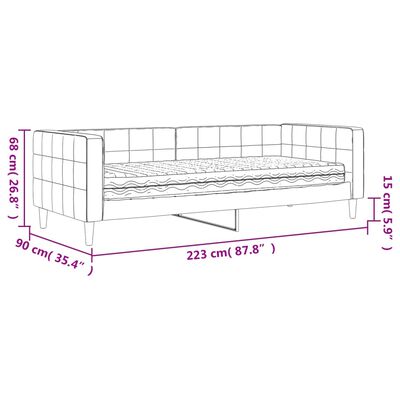 vidaXL Denná posteľ s matracom čierna 80x200 cm zamat