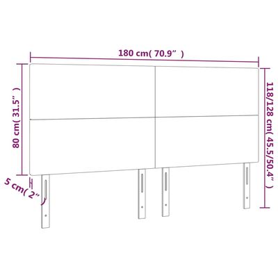 vidaXL Čelo postele s LED čierne 180x5x118/128 cm umelá koža