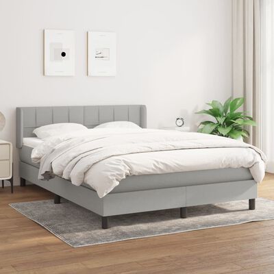 vidaXL Boxspring posteľ s matracom bledosivá 140x200 cm látka