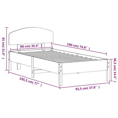 vidaXL Posteľ bez matraca biela 90x190 cm masívna borovica