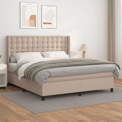 vidaXL Boxspring posteľ s matracom kapučínová 180x200 cm umelá koža