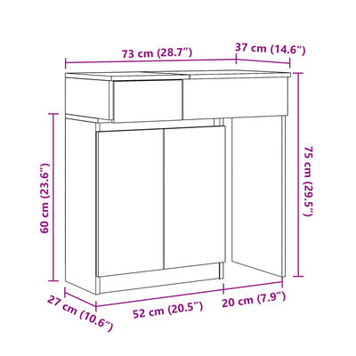 vidaXL Toaletný stolík s LED betónovosivý 115x37x110,5 cm