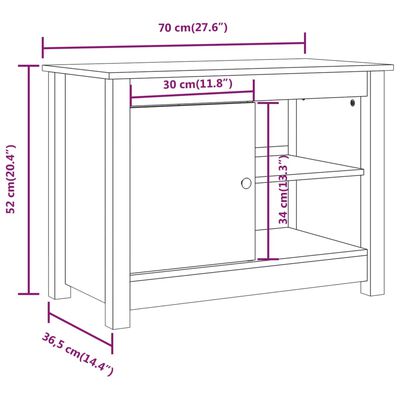 vidaXL TV skrinka medovo-hnedá 70x36,5x52 cm masívna borovica