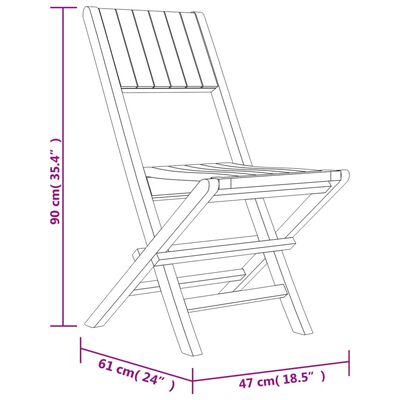 vidaXL Skladacie záhradné stoličky 2 ks 47x61x90 tíkový masív