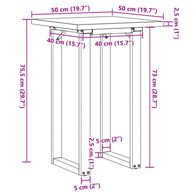 vidaXL Jedálenský stolík v tvare O 50x50x75,5 cm borovica a liatina