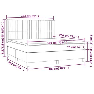 vidaXL Posteľný rám boxsping s matracom bledosivý 180x200 cm zamat