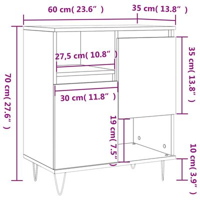 vidaXL Komoda betónovo sivá 60x35x70 cm spracované drevo