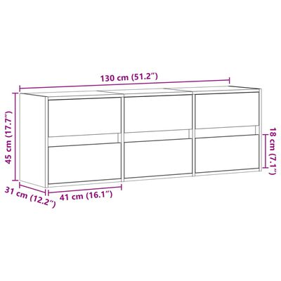 vidaXL TV nástenná skrinka s LED svetlami čierna 130x31x45 cm