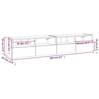 vidaXL TV nástenné skrinky 2ks sivé sonoma 80x30x30cm kompozitné drevo