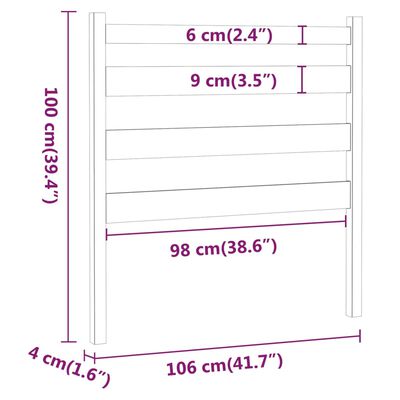 vidaXL Čelo postele sivé 106x4x100 cm masívna borovica