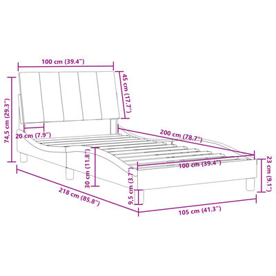 vidaXL Rám postele s čelom tmavozelený 100x200 cm zamat