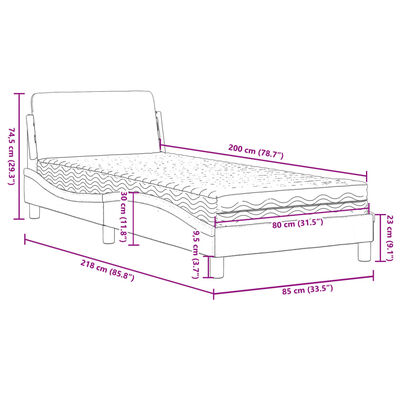 vidaXL Posteľný rám s matracom ružový 80x200 cm zamat