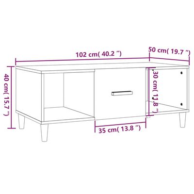 vidaXL Konferenčný stolík biely 102x50x40 cm kompozitné drevo