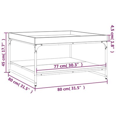 vidaXL Konferenčný stolík sivý sonoma 80x80x45cm kompoz. drevo železo