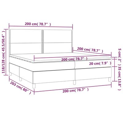vidaXL Posteľný rám boxsping s matracom bledosivý 200x200 cm látka