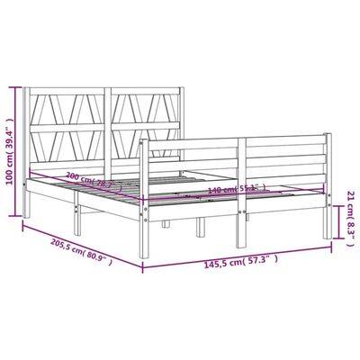 vidaXL Posteľný rám s čelom biely 140x200 cm masívne drevo