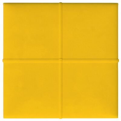 vidaXL Nástenné panely 12 ks žlté 30x30 cm zamatové 1,08 m²