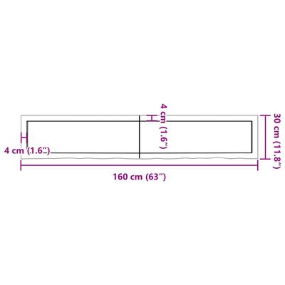 vidaXL Kúpeľňová doska 160x30x(2-6) cm neošetrený masív